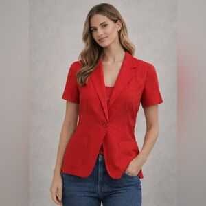 Vintage Marella Linen Blazer Made in Italy Designer Tailored Jacket Timeless